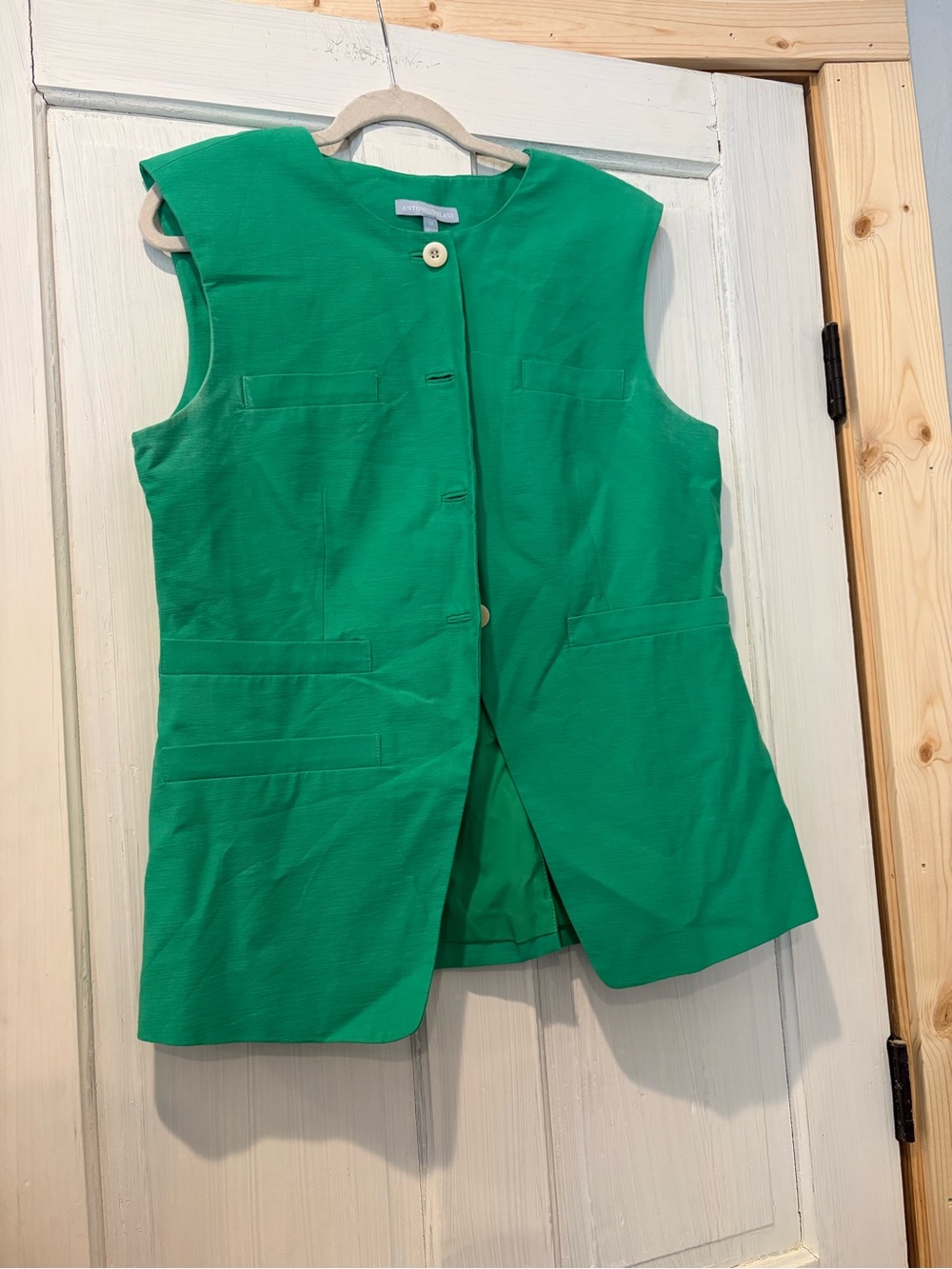 Antonio Melani Sleeveless Green Button Front Vest